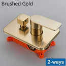 GobekUsa Black Golden Brass Shower Mixing Valve Concealed Wall Mount Box Control