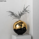 GobekUsa Black Golden Ceramic Vase Desk Decoration Minimalism Aesthetic Floral Room Decor