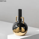 GobekUsa Black Golden Ceramic Vase Desk Decoration Minimalism Aesthetic Floral Room Decor
