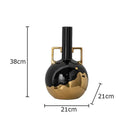 GobekUsa Black Golden Ceramic Vase Desk Decoration Minimalism Aesthetic Floral Room Decor