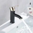 GobekUsa Black Golden Single Handle Bathroom Basin Faucet for Deck Mount Vessel Sink
