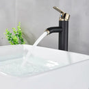 GobekUsa Black Golden Single Handle Bathroom Basin Faucet for Deck Mount Vessel Sink