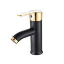 GobekUsa Black Golden Single Handle Bathroom Basin Faucet for Deck Mount Vessel Sink