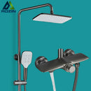 GobekUsa Black Gray Wall Mounted Shower System Set with Bathtub Faucet