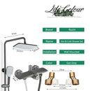 GobekUsa Black Gray Wall Mounted Shower System Set with Bathtub Faucet