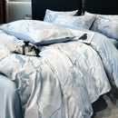 GobekUsa Black Grey Marble Ice Silk Duvet Cover Set - Luxury Cooling Comfort, Nordic Style