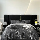 GobekUsa Black Grey Marble Ice Silk Duvet Cover Set - Luxury Cooling Comfort, Nordic Style