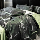 GobekUsa Black Grey Marble Ice Silk Duvet Cover Set - Luxury Cooling Comfort, Nordic Style