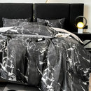 GobekUsa Black Grey Marble Ice Silk Duvet Cover Set - Luxury Cooling Comfort, Nordic Style