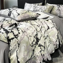 GobekUsa Black Grey Marble Ice Silk Duvet Cover Set - Luxury Cooling Comfort, Nordic Style