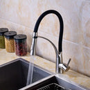 GobekUsa Black Hose Kitchen Mixer Tap with Single Handle Stream Sprayer, Chrome Finish