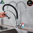 GobekUsa Black Hose Kitchen Mixer Tap with Single Handle Stream Sprayer, Chrome Finish