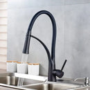 GobekUsa Black Hose Kitchen Mixer Tap with Single Handle Stream Sprayer, Chrome Finish