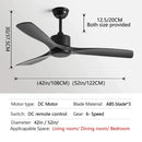 GobekUsa Black Industrial Ceiling Fan 52Inch DC Powerful Airflow Living Room Office Commercial