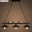 GobekUsa Black Industrial Metal Linear Island Light with 3-Light Suspension, Shade, and Billiard Balls
