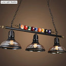 GobekUsa Black Industrial Metal Linear Island Light with 3-Light Suspension, Shade, and Billiard Balls
