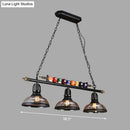 GobekUsa Black Industrial Metal Linear Island Light with 3-Light Suspension, Shade, and Billiard Balls