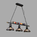 GobekUsa Black Industrial Metal Linear Island Light with 3-Light Suspension, Shade, and Billiard Balls