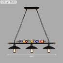 GobekUsa Black Industrial Metal Linear Island Light with 3-Light Suspension, Shade, and Billiard Balls
