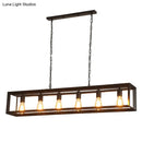 GobekUsa Black Industrial Rectangular Island Pendant Metallic Ceiling Light Fixture