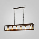 GobekUsa Black Industrial Rectangular Island Pendant Metallic Ceiling Light Fixture