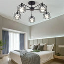 GobekUsa Black Iron Cage Chandelier: Adjustable Spider Design Modern Ceiling Lamp