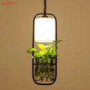 GobekUsa Black Iron Cage Pendant Light with Glass Cloth Shade E14 Loft Hanging Lamp