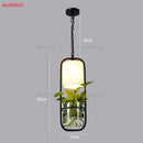 GobekUsa Black Iron Cage Pendant Light with Glass Cloth Shade E14 Loft Hanging Lamp