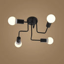 Industrial black iron ceiling light with 4 exposed bulbs for living room by Decorbites