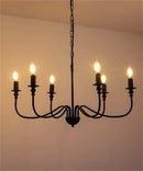 GobekUsa Black Iron Chandelier LED Candle Light Fixture for Home & Hospitality