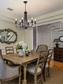 GobekUsa Black Iron Chandelier with Crystal Pendant for Home Lighting