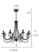 GobekUsa Black Iron Chandelier with Crystal Pendant for Home Lighting
