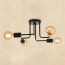 Industrial black iron kitchen ceiling lamp with 4 lights by Decorbites