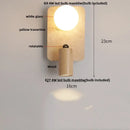 GobekUsa Black Iron LED Wall Light Fixture Coffee Nordic Wood Switch Bedside Lamp