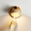 GobekUsa Black Iron LED Wall Light Fixture Coffee Nordic Wood Switch Bedside Lamp
