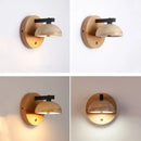 GobekUsa Black Iron LED Wall Light Fixture Coffee Nordic Wood Switch Bedside Lamp