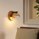 GobekUsa Black Iron LED Wall Light Fixture Coffee Nordic Wood Switch Bedside Lamp