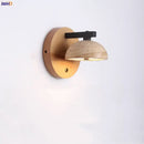 GobekUsa Black Iron LED Wall Light Fixture Coffee Nordic Wood Switch Bedside Lamp
