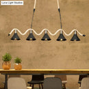 GobekUsa Black Island Pendant with 5 Hemp Rope Lights and Metal Shade