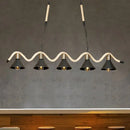GobekUsa Black Island Pendant with 5 Hemp Rope Lights and Metal Shade