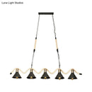GobekUsa Black Island Pendant with 5 Hemp Rope Lights and Metal Shade
