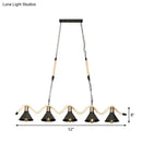 GobekUsa Black Island Pendant with 5 Hemp Rope Lights and Metal Shade