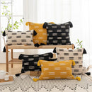Woven black ivory mustard tassel cushion cover living room set of 6 by Decorbites