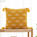 Woven black ivory mustard tassel cushion cover living room set of 6 by Decorbites