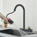 GobekUsa Black Kitchen Faucet 4 Function Brass Single Hole Mixer Deck Mounted