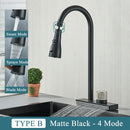 GobekUsa Black Kitchen Faucet 4 Function Brass Single Hole Mixer Deck Mounted
