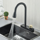 GobekUsa Black Kitchen Faucet 4 Function Brass Single Hole Mixer Deck Mounted