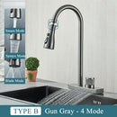 GobekUsa Black Kitchen Faucet 4 Function Brass Single Hole Mixer Deck Mounted