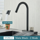 GobekUsa Black Kitchen Faucet 4 Function Brass Single Hole Mixer Deck Mounted