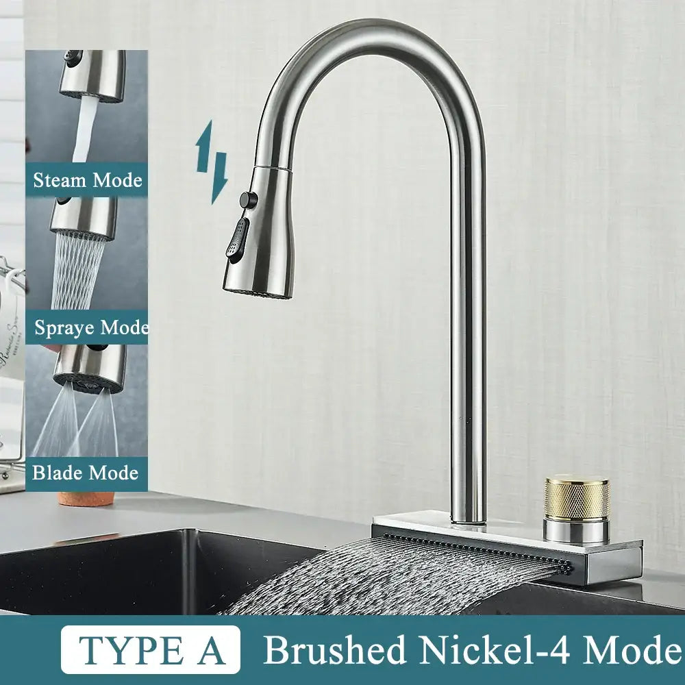 GobekUsa Black Kitchen Faucet 4 Function Brass Single Hole Mixer Deck Mounted, photo 13 of 13